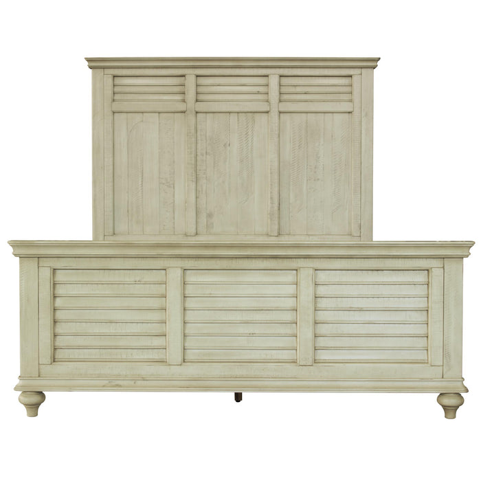 Sunset Trading Shades of Sand Queen Bed | Cream/Walnut Brown Solid Wood