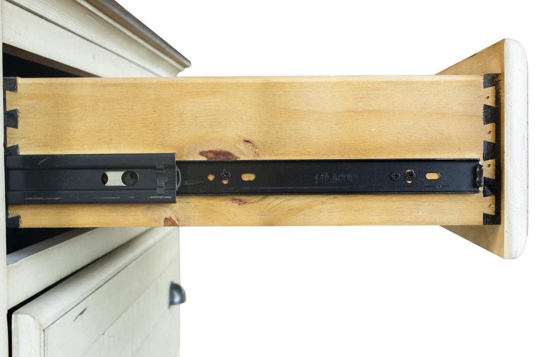 Sunset Trading Shades of Sand 5 Piece Queen Bedroom Set | Cream/Walnut Brown Solid Wood