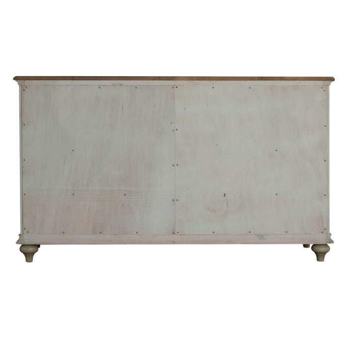 Sunset Trading Shades of Sand 7 Drawer Dresser | Cream/Walnut Brown Solid Wood