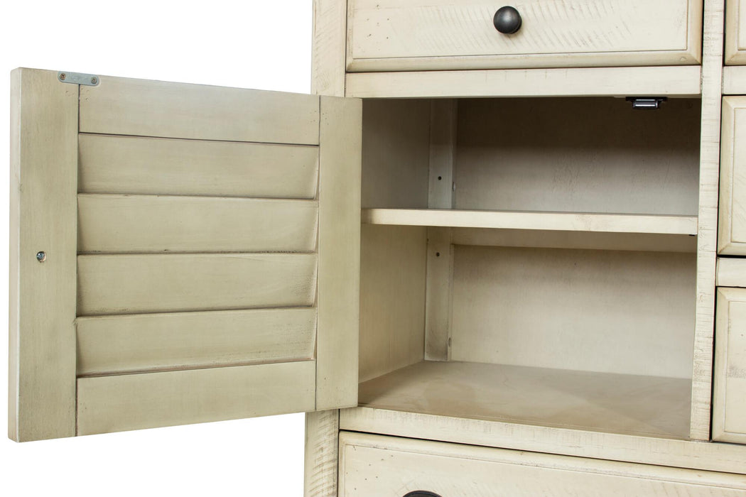 Sunset Trading Shades of Sand 7 Drawer Dresser | Cream/Walnut Brown Solid Wood