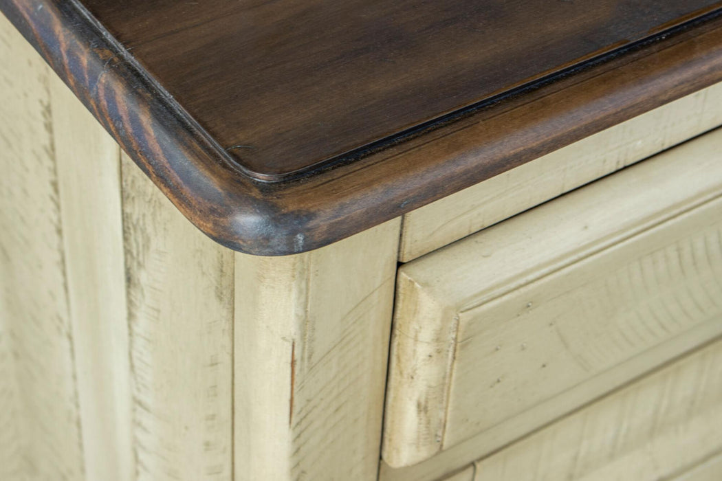 Sunset Trading Shades of Sand 7 Drawer Dresser | Cream/Walnut Brown Solid Wood