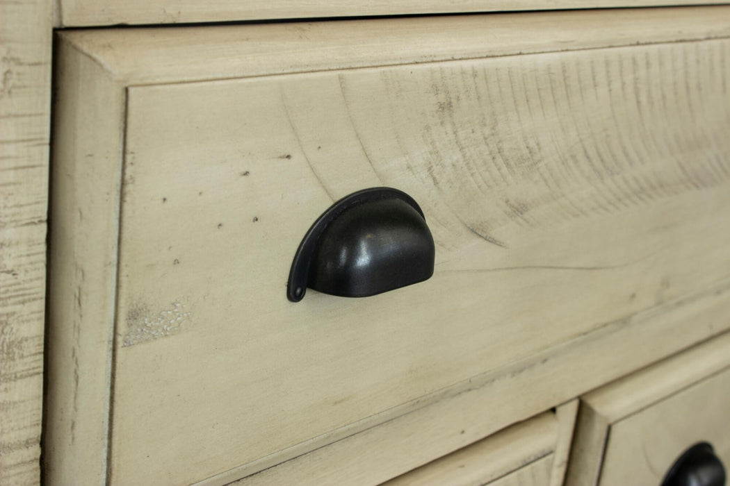 Sunset Trading Shades of Sand 7 Drawer Dresser | Cream/Walnut Brown Solid Wood