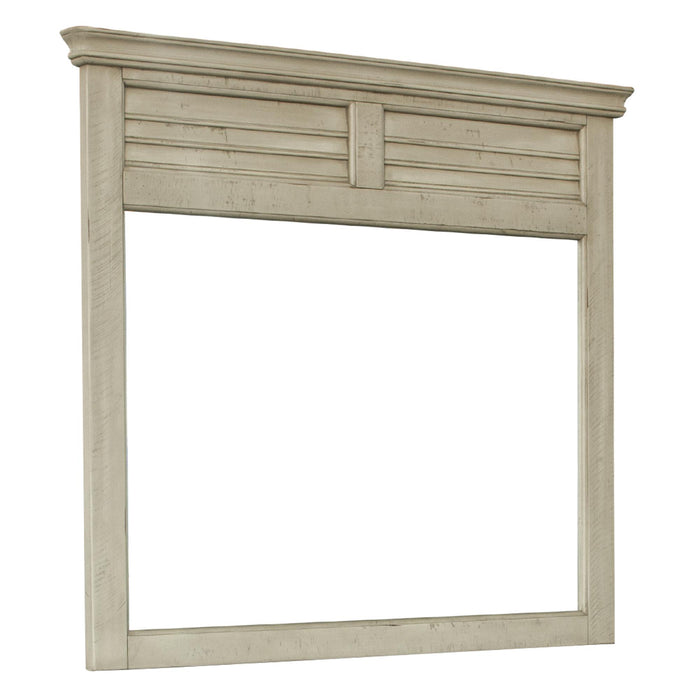 Sunset Trading Shades of Sand Shutter Mirror | Cream/Walnut Brown Solid Wood