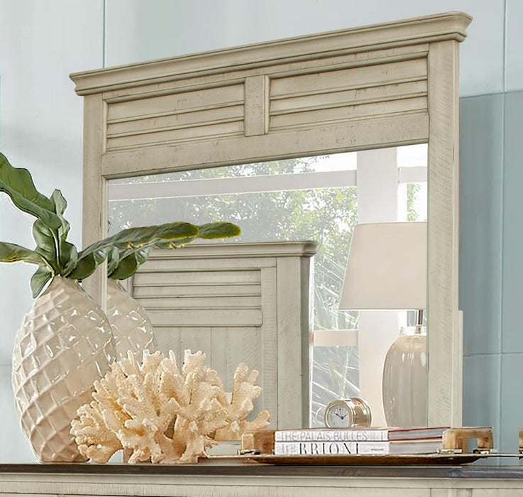 Sunset Trading Shades of Sand Shutter Mirror | Cream/Walnut Brown Solid Wood