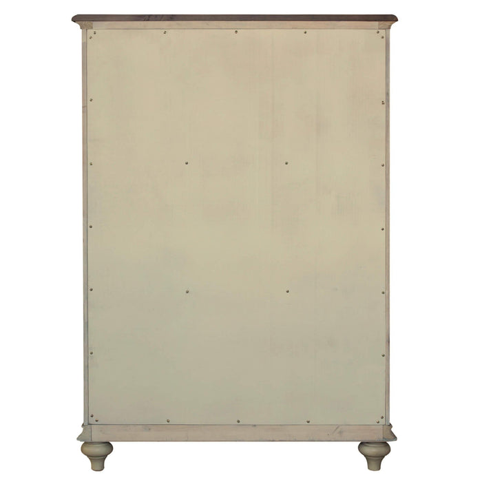 Sunset Trading Shades of Sand 6 Drawer Bedroom Chest | Cream/Walnut Brown Solid Wood