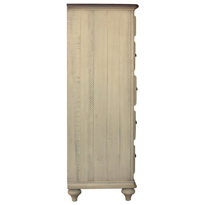 Sunset Trading Shades of Sand 6 Drawer Bedroom Chest | Cream/Walnut Brown Solid Wood