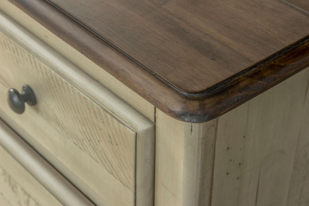 Sunset Trading Shades of Sand 6 Drawer Bedroom Chest | Cream/Walnut Brown Solid Wood