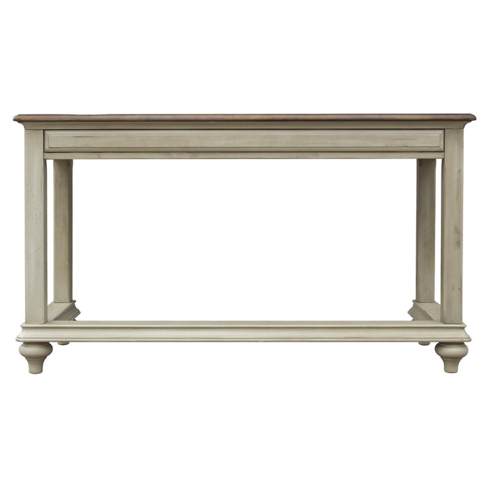 Sunset Trading Shades of Sand Computer Desk | Vanity Table | Drawer | Cream/Walnut Brown Solid Wood