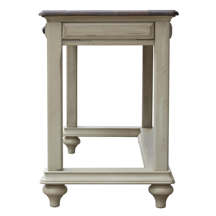 Sunset Trading Shades of Sand Computer Desk | Vanity Table | Drawer | Cream/Walnut Brown Solid Wood