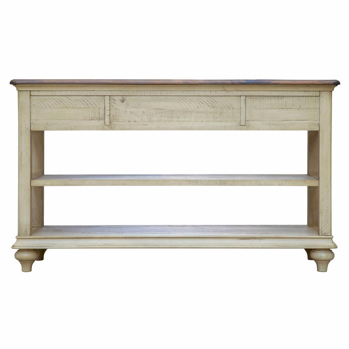 Sunset Trading Shades of Sand Console Sofa Table | Cream/Walnut Brown Solid Wood