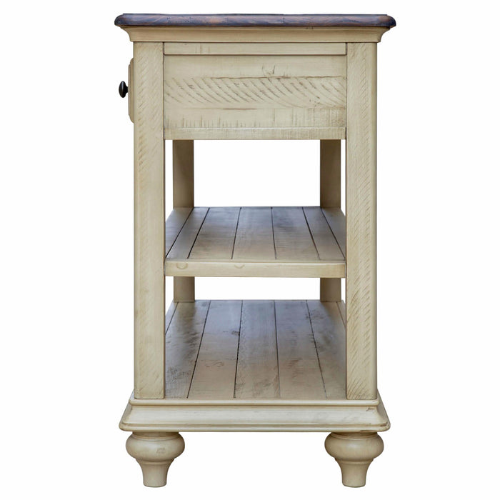 Sunset Trading Shades of Sand Console Sofa Table | Cream/Walnut Brown Solid Wood