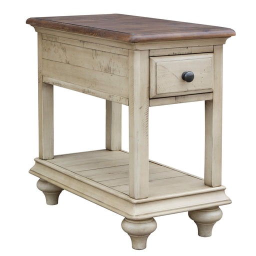 Sunset Trading Shades of Sand End Table | Narrow Nightstand | Drawer Shelf | Cream/Walnut Brown Solid Wood -  Chapter 11 Furniture (Lewiston, Maine)