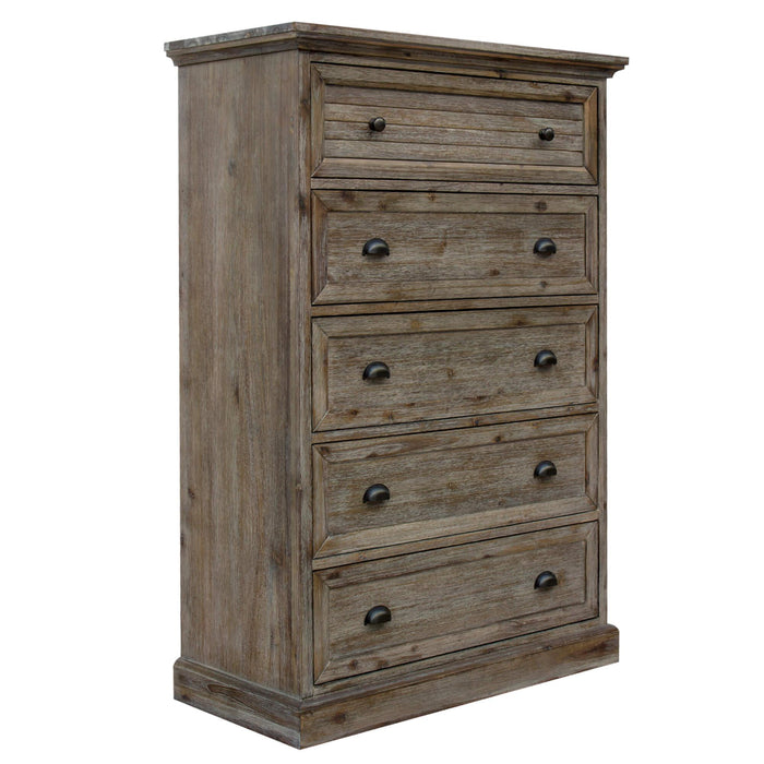 Sunset Trading Solstice Grey 5 Piece King Bedroom Set | Gray/Brown Acacia Wood