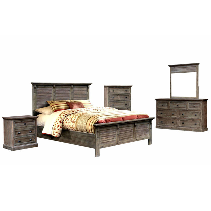 Sunset Trading Solstice Grey 5 Piece King Bedroom Set | Gray/Brown Acacia Wood