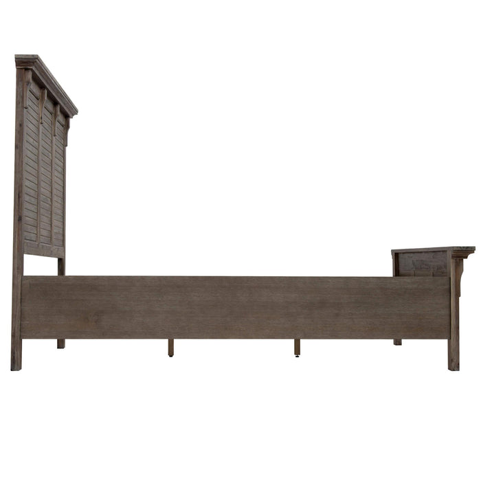 Sunset Trading Solstice Grey Queen Bed | Gray/Brown Acacia Wood