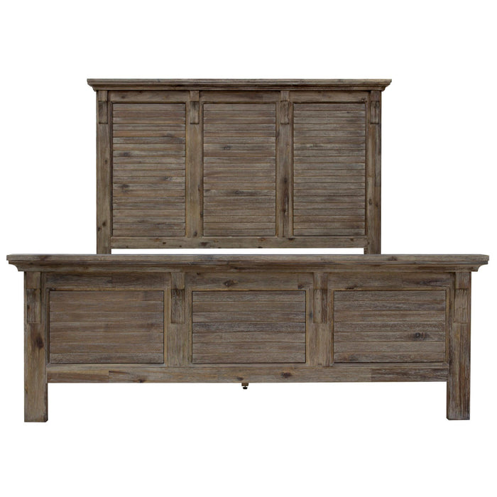 Sunset Trading Solstice Grey Queen Bed | Gray/Brown Acacia Wood