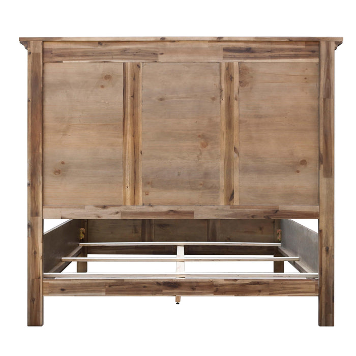 Sunset Trading Solstice Grey Queen Bed | Gray/Brown Acacia Wood