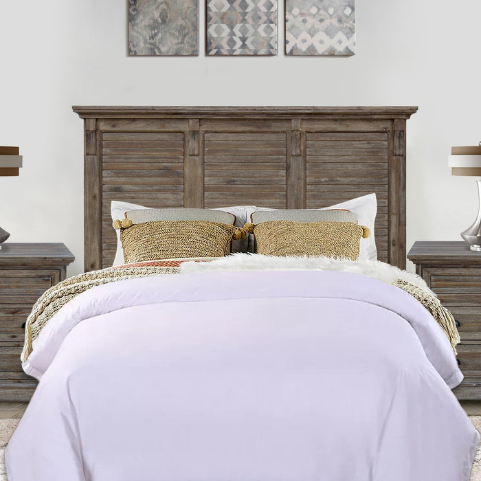 Sunset Trading Solstice Grey Queen Bed | Gray/Brown Acacia Wood
