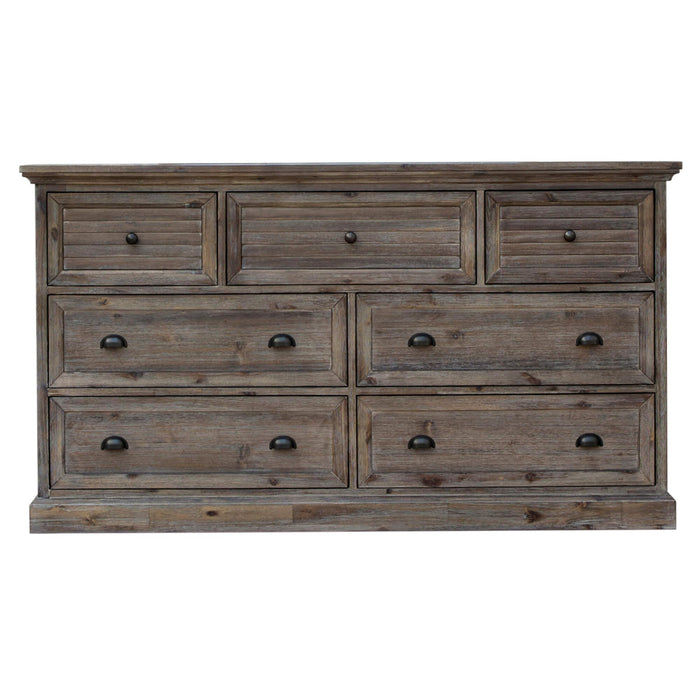 Sunset Trading Solstice Grey 7 Drawer Dresser | Gray/Brown Acacia Wood | Fully Assembled Bedroom Furniture