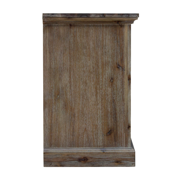 Sunset Trading Solstice Grey 3 Drawer Nightstand with USB Charging Station | Gray/Brown Acacia Wood | Fully Assembled
