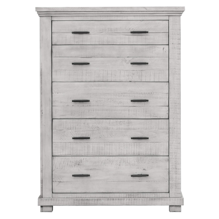Sunset Trading Crossing Barn 5 Piece Queen Bedroom Set | Panel Bed Dresser Mirror Chest Nightstand | Gray Acacia Wood