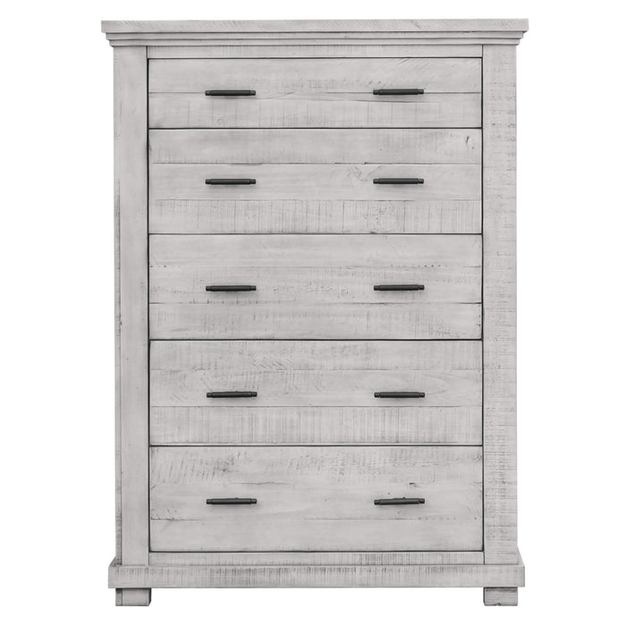 Sunset Trading Crossing Barn 5 Piece King Bedroom Set | Panel Bed Dresser Mirror Chest Nightstand | Gray Acacia Wood