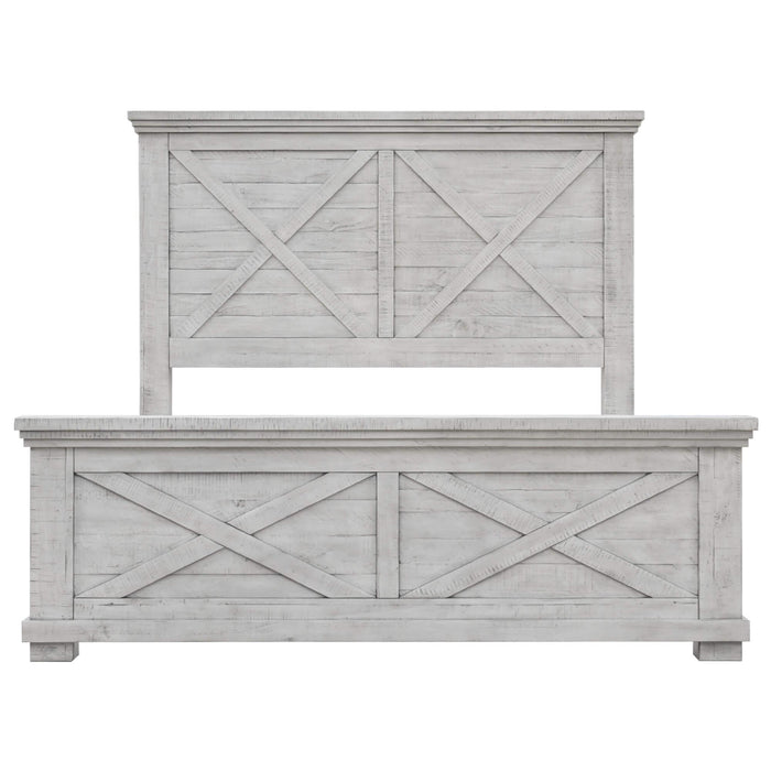 Sunset Trading Crossing Barn 5 Piece King Bedroom Set | Panel Bed Dresser Mirror Chest Nightstand | Gray Acacia Wood