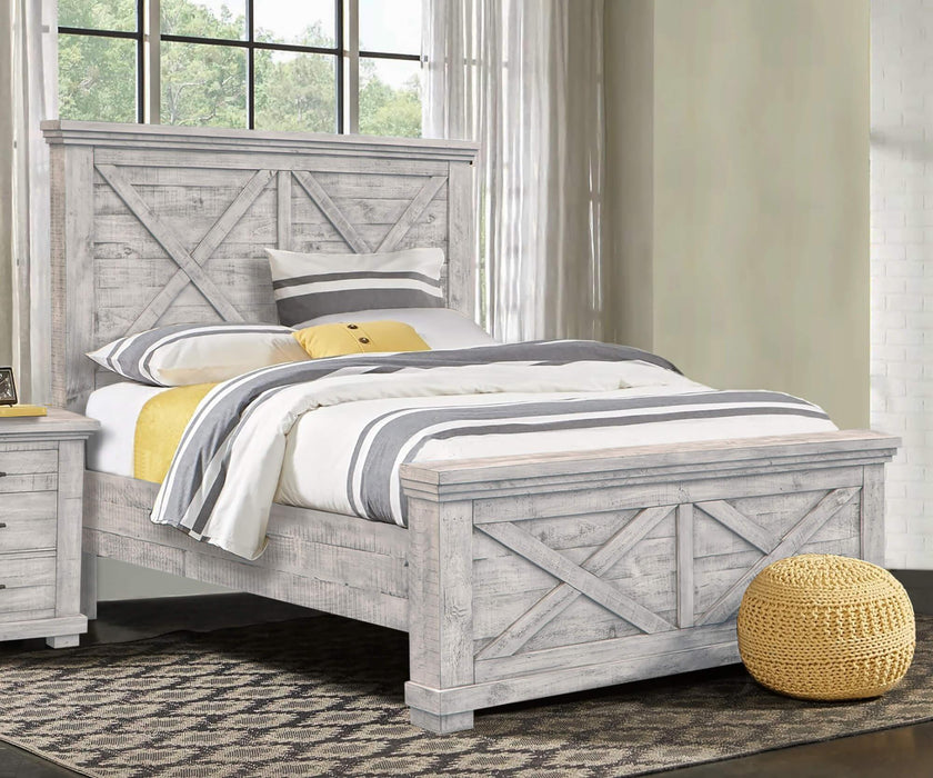 Sunset Trading Crossing Barn Queen Wood Panel Bed | Gray Acacia Wood