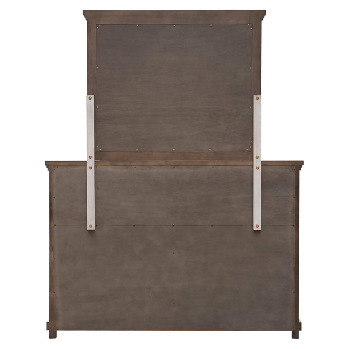 Sunset Trading Crossing Barn 9 Drawer Bedroom Dresser and Mirror | Gray Acacia Wood