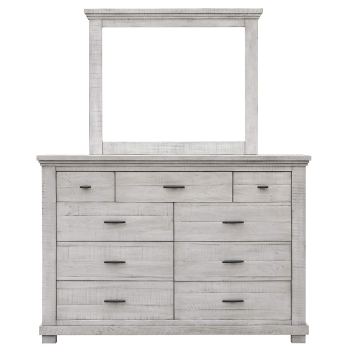 Sunset Trading Crossing Barn 9 Drawer Bedroom Dresser and Mirror | Gray Acacia Wood