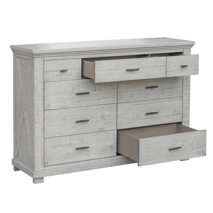 Sunset Trading Crossing Barn 9 Drawer Bedroom Dresser | Gray Acacia Wood