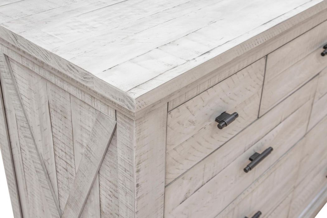 Sunset Trading Crossing Barn 9 Drawer Bedroom Dresser and Mirror | Gray Acacia Wood