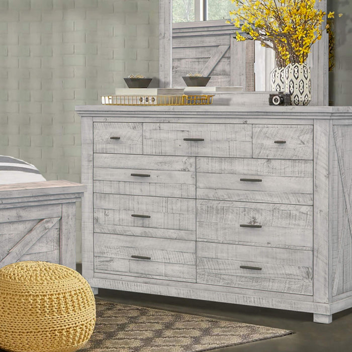 Sunset Trading Crossing Barn 9 Drawer Bedroom Dresser | Gray Acacia Wood