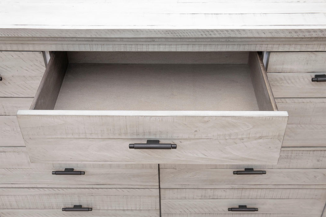 Sunset Trading Crossing Barn 9 Drawer Bedroom Dresser and Mirror | Gray Acacia Wood