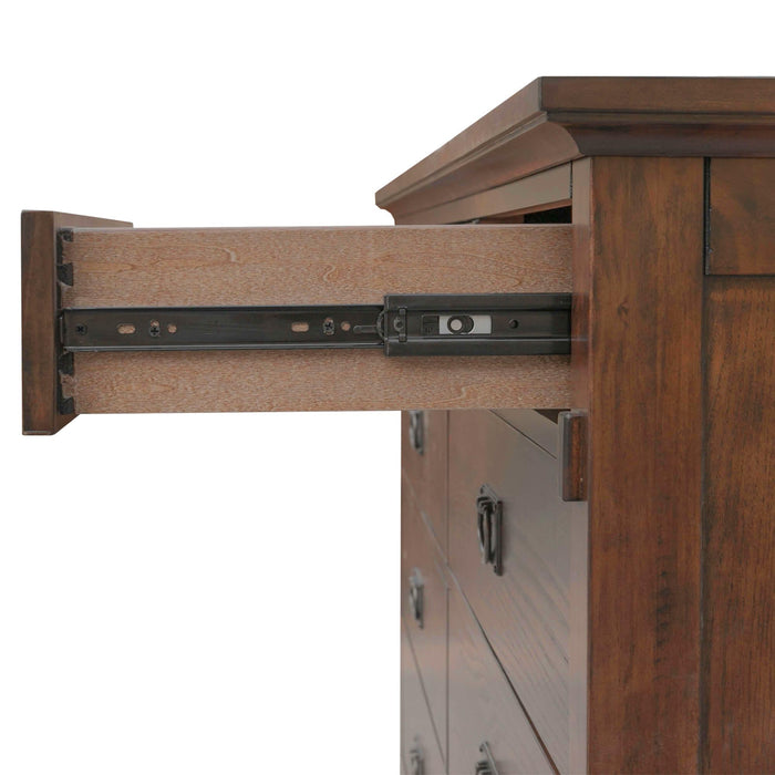 Sunset Trading Mission Bay 5 Piece Queen Bedroom Set | Amish Brown Solid Wood | Panel Bed Dresser Mirror Chest Nightstand