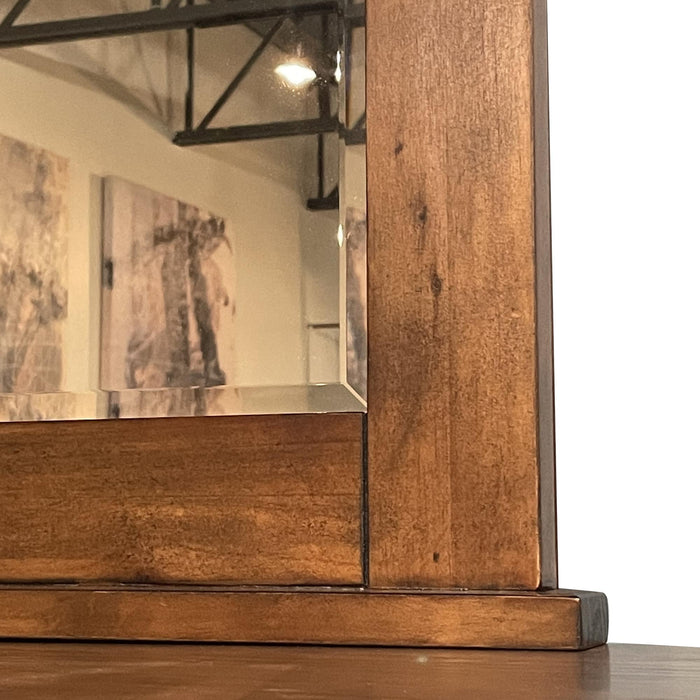 Sunset Trading Mission Bay Bedroom Dresser Mirror | Amish Brown Solid Wood Frame | Beveled Glass | Vertical Wall Hanging