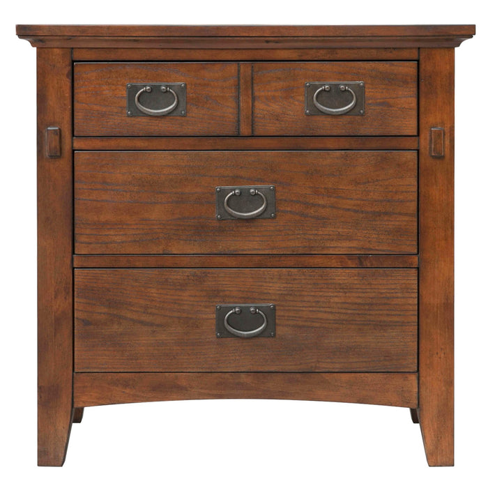Sunset Trading Mission Bay 5 Piece Queen Bedroom Set | Amish Brown Solid Wood | Panel Bed Dresser Mirror Chest Nightstand