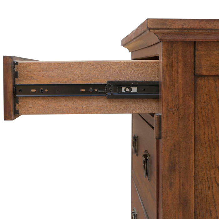 Sunset Trading Mission Bay 6 Drawer Bedroom Chest | Amish Brown Solid Wood | Fully Assembled Vertical Dresser
