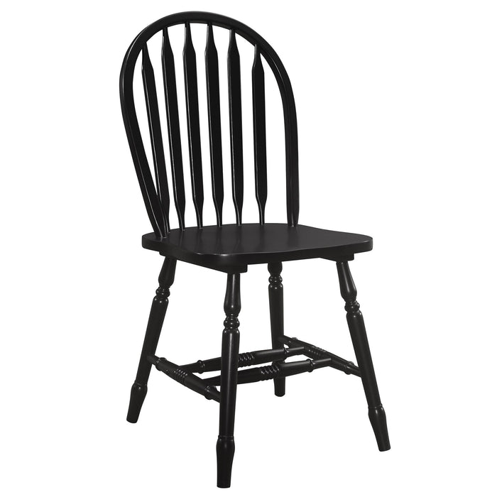 Sunset Trading Selections Windsor Arrowback Dining Chair | Antique Black/Cherry Distressing Solid Wood | Set of 4 Sidechairs