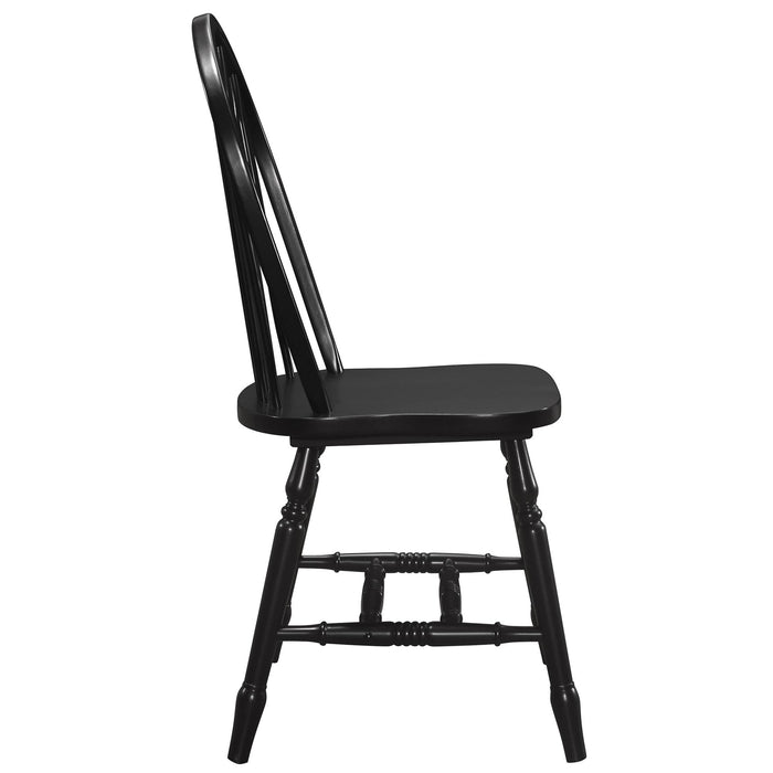 Sunset Trading Selections Windsor Arrowback Dining Chair | Antique Black/Cherry Distressing Solid Wood | Set of 4 Sidechairs