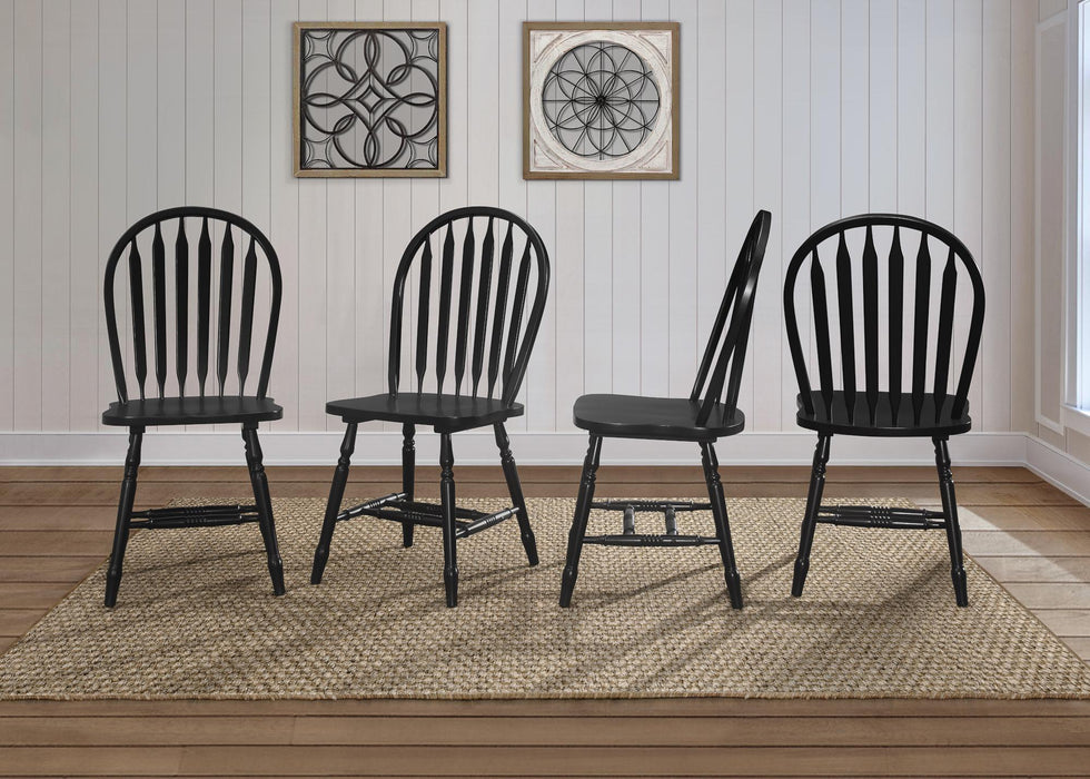 Sunset Trading Selections Windsor Arrowback Dining Chair | Antique Black/Cherry Distressing Solid Wood | Set of 4 Sidechairs