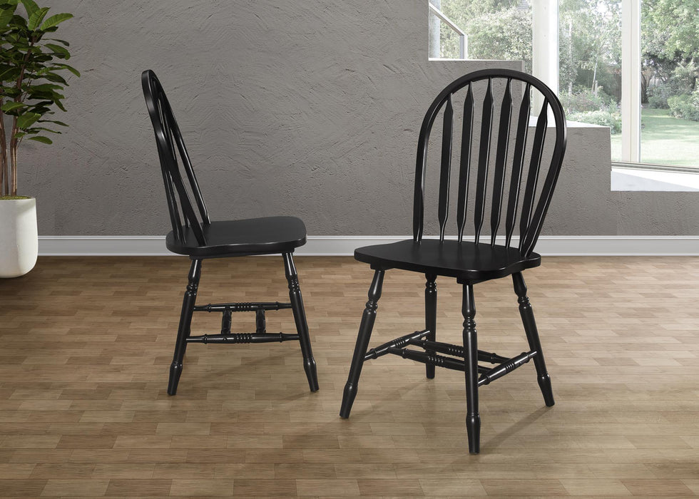 Sunset Trading Selections Windsor Arrowback Dining Chair | Antique Black/Cherry Distressing Solid Wood | Set of 4 Sidechairs