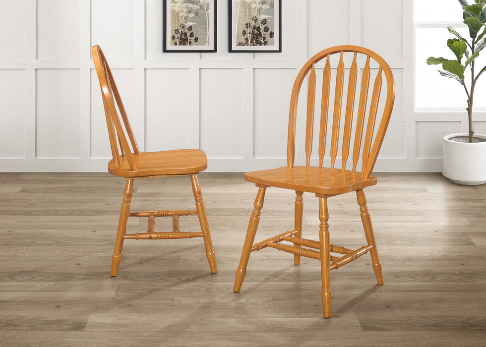 Sunset Trading Selections Windsor Arrowback Dining Chair | Light Oak Finish Solid Wood | Set of 4 Sidechairs