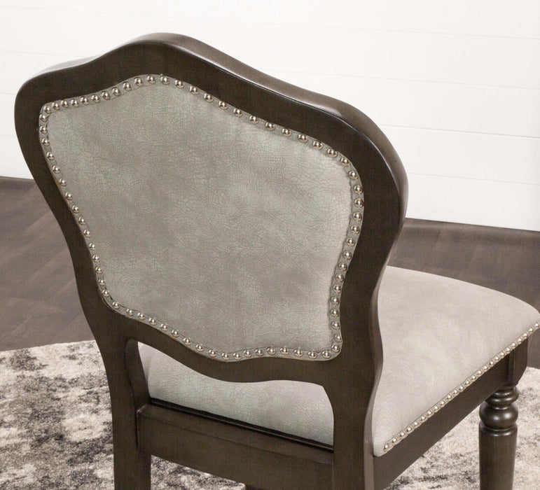 Sunset Trading Vegas Gaming and Dining Chair | Distressed Gray Wood | Nailheads | Casters | Set of 2