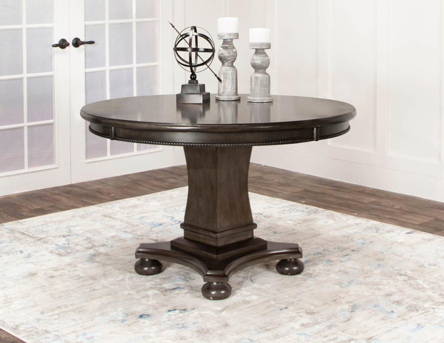 Sunset Trading 48" Round Vegas Dining and Poker Table | Reversible Game Top | Gray Wood