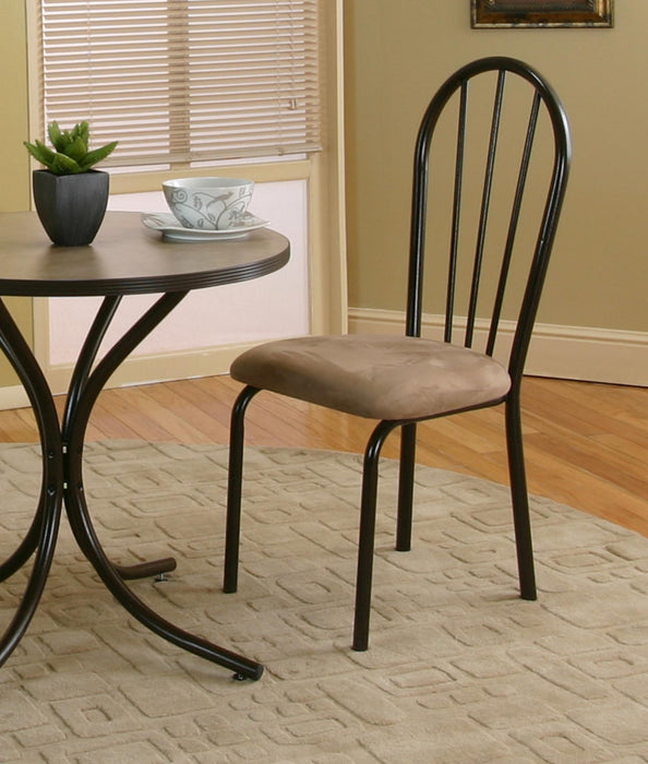 Sunset Trading Linen Dining Chair | Set of 2 | Padded Seat | Brown Metal