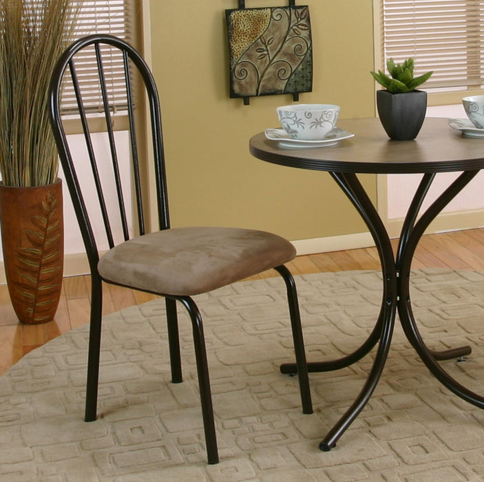 Sunset Trading Linen Dining Chair | Set of 2 | Padded Seat | Brown Metal