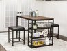 Sunset Trading Rustic Elm Industrial 3 Piece Counter Height Pub Table Set | 2 Stools| Shelves -  Chapter 11 Furniture (Lewiston, Maine)