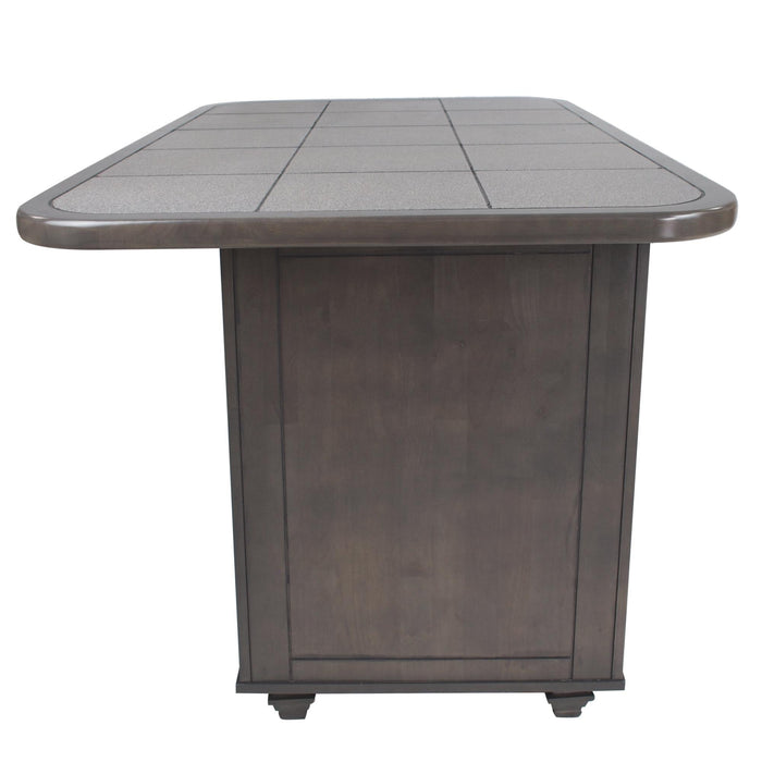 Sunset Trading Shades of Gray 3 Piece Kitchen Island Set | Grey Tile Top | 2 Barstools