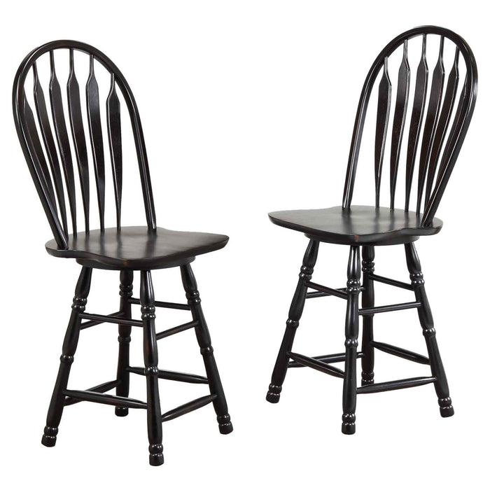 Sunset Trading 3 Piece Antique Black Kitchen Island Set | Gray Tile Top
